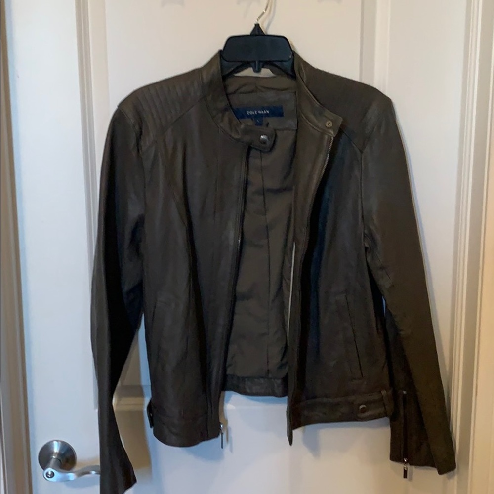 Cole Hana Grey Leather Jacket